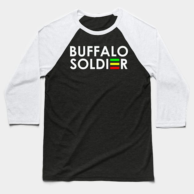 Buffalo Soldier Rasta Colors Baseball T-Shirt by LionTuff79